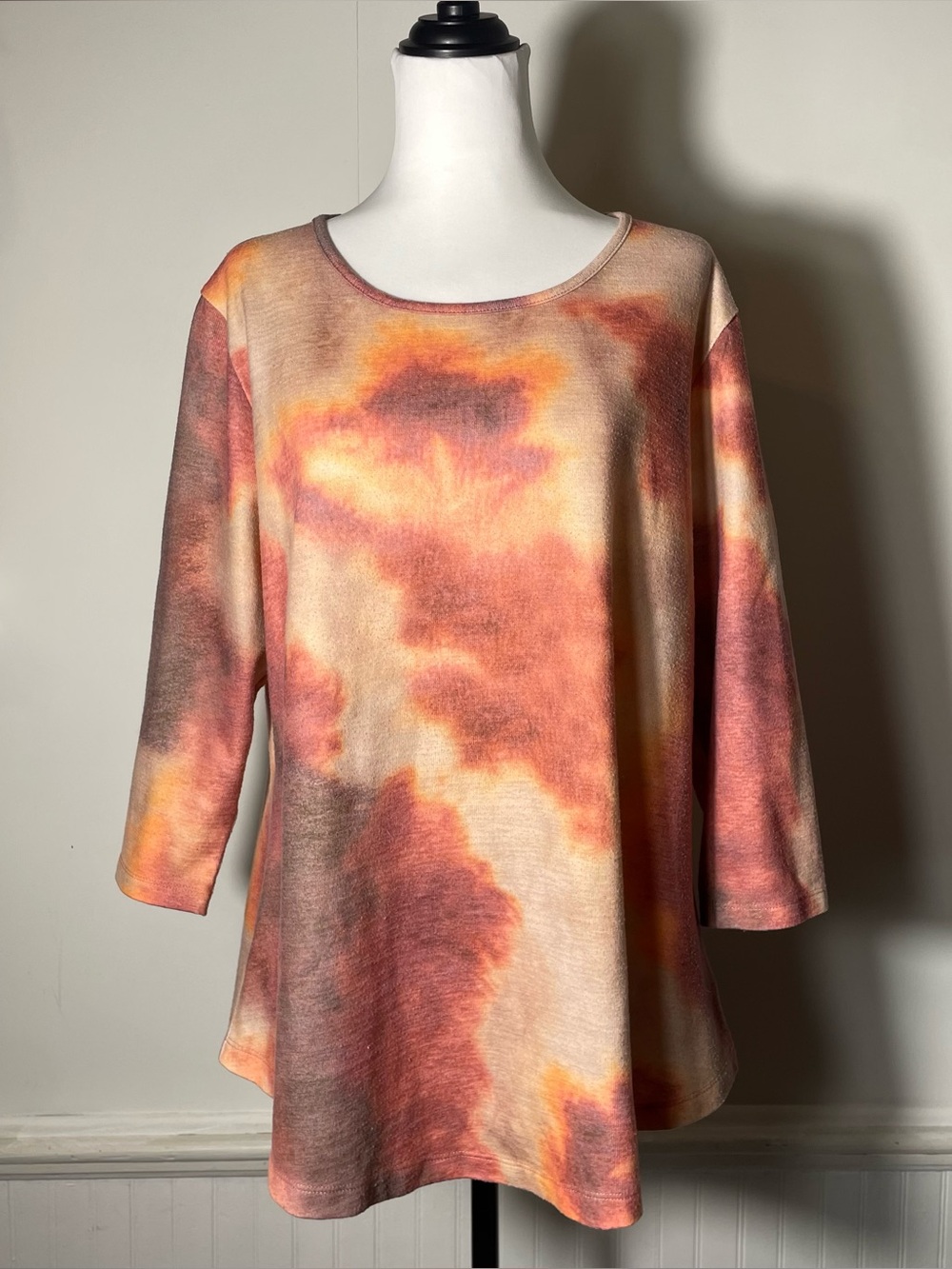 Indigo Soul - Orange Brown Tie Dye Long Sleeve Flare Sweater